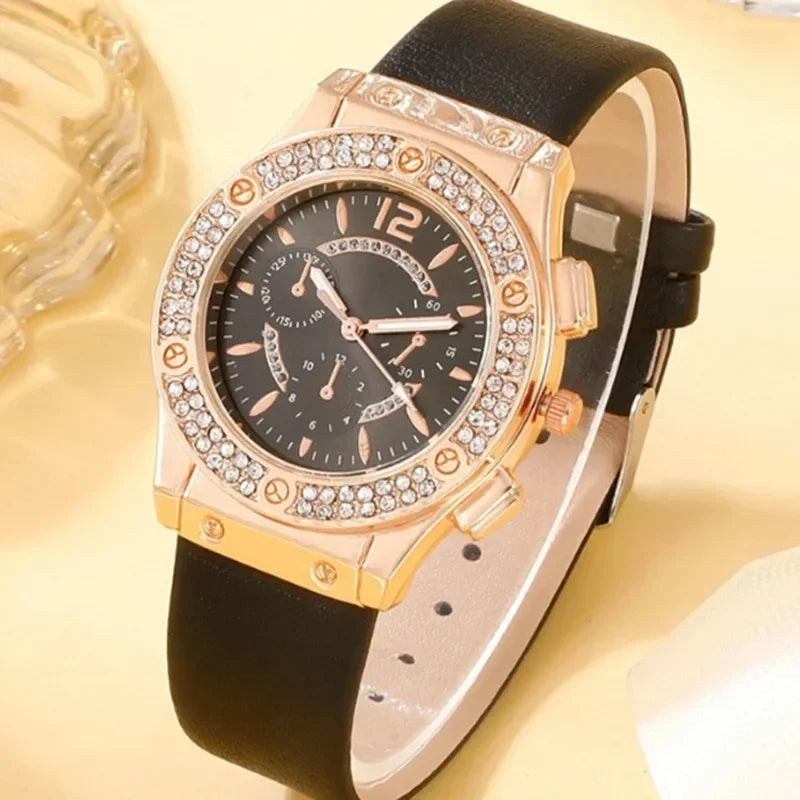 Flower Bracelet Watches Set Luxury Rhinestone Women Fashion Elegant Wristwatch Quartz Watch for Girl Ladies Clock Relogio Femini