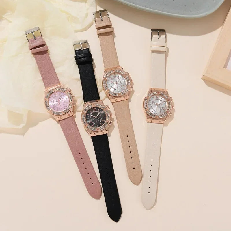 Flower Bracelet Watches Set Luxury Rhinestone Women Fashion Elegant Wristwatch Quartz Watch for Girl Ladies Clock Relogio Femini